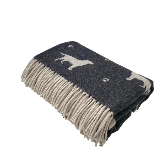Black Labrador Lambswool Throw