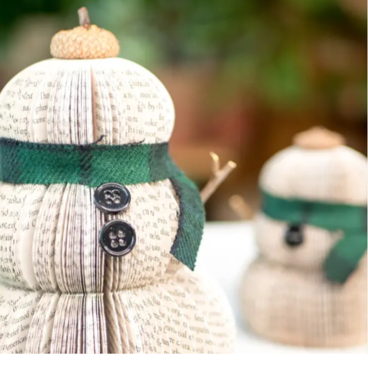 Upcycled Snowman-Green Scarf