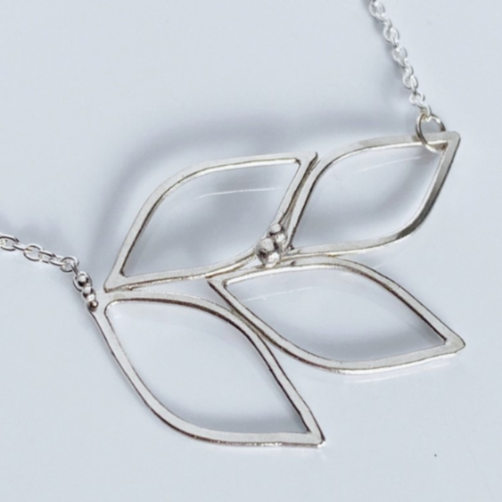 Falling Leaves Necklace- Bright Silver