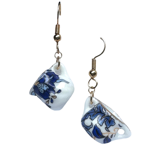mini teacup earrings blue
