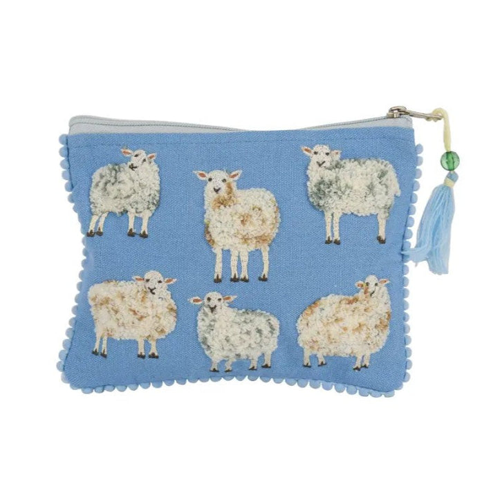 Sheep Embroidered Zip Pouch