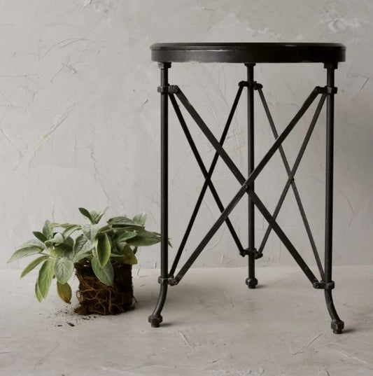 Black Metal Table with Marble Top