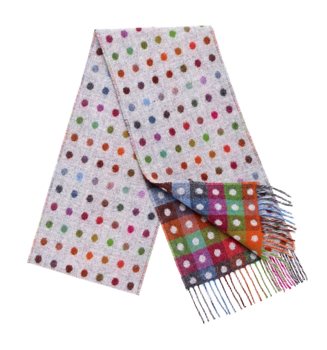 Multi-Spot Wool Scarf - Grey