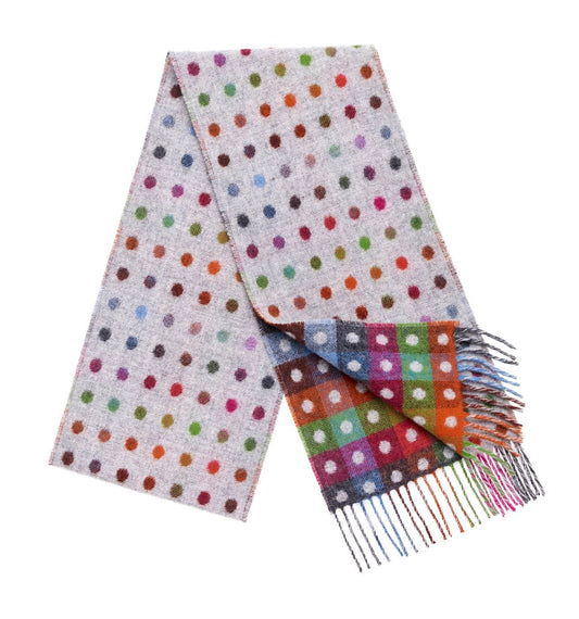 Multi-Spot Wool Scarf - Grey