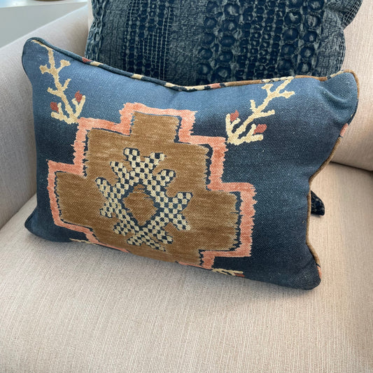 Denim Rose Lumbar Pillow