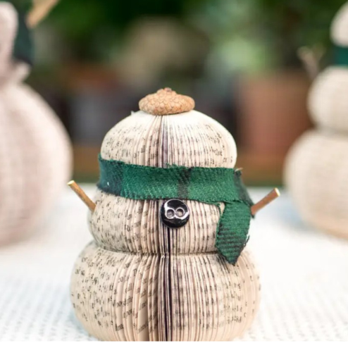 Upcycled Snowman-Green Scarf