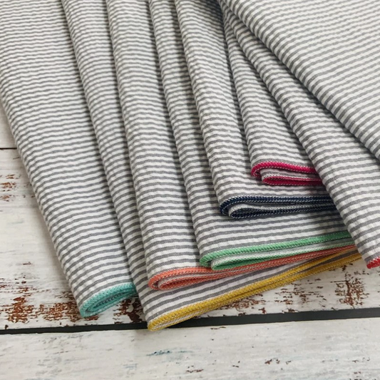 Seersucker Cloth Napkins with Color Edging