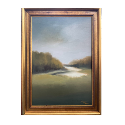 landscape painting with gold frame