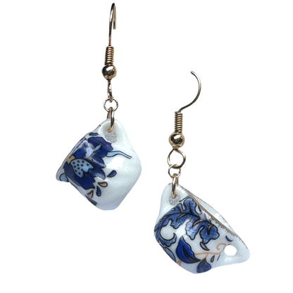 mini teacup earrings blue