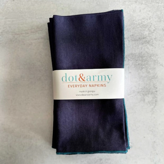 Navy Blue Napkins with Ocean edging