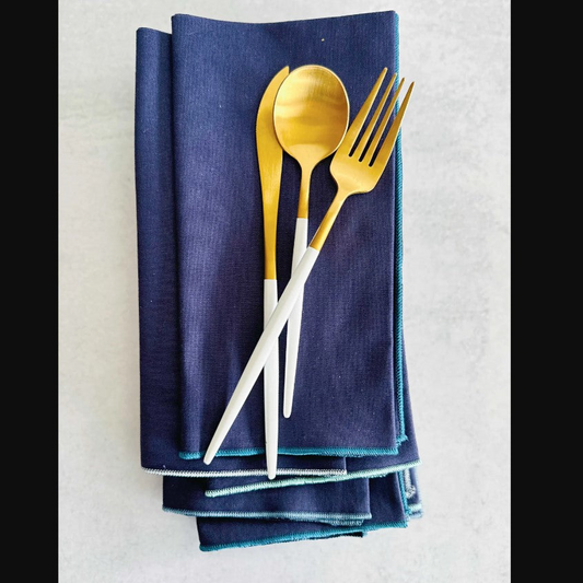 Navy Blue Napkins with Ocean edging