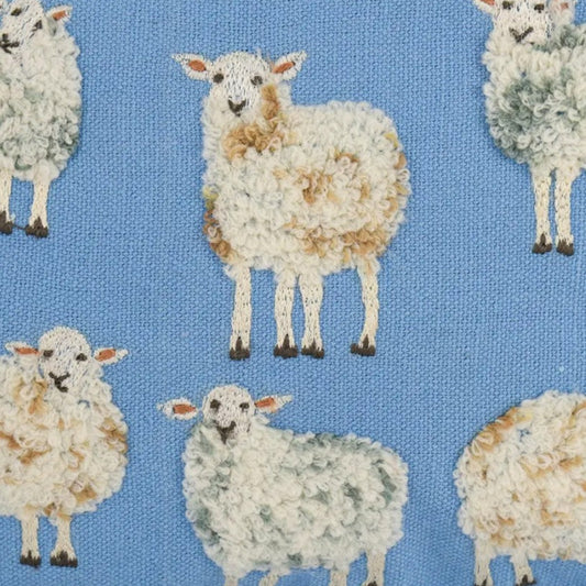 Sheep Embroidered Zip Pouch