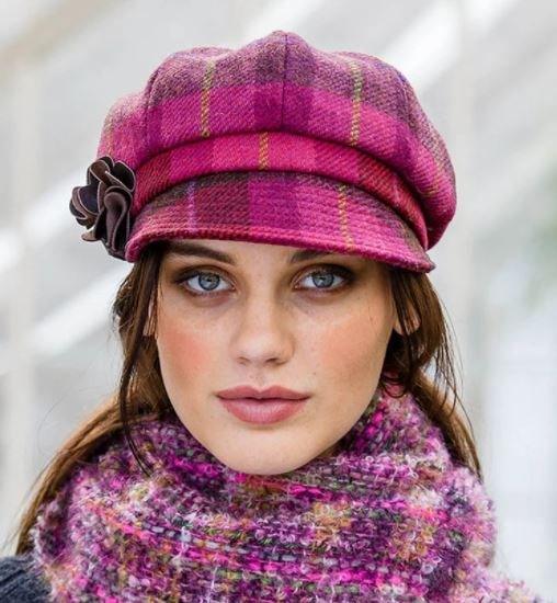 Pink Plaid Tweed Newsboy Hat - HOME
